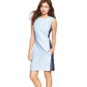 NEW Linen Two Tone Gap stealth  Midi Denim look Dress 4